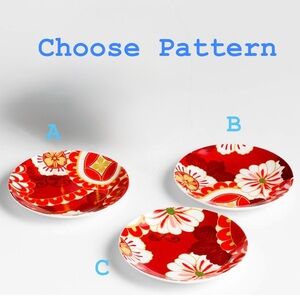 New! Crate&Barrel Red and White Floral Plate 6”